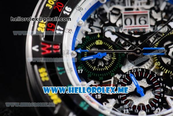 Richard Mille RM 60-01 Asia 2813 Automatic PVD Case with Skeleton Dial and Blue Rubber Strap PVD Bezel (EF) - Click Image to Close